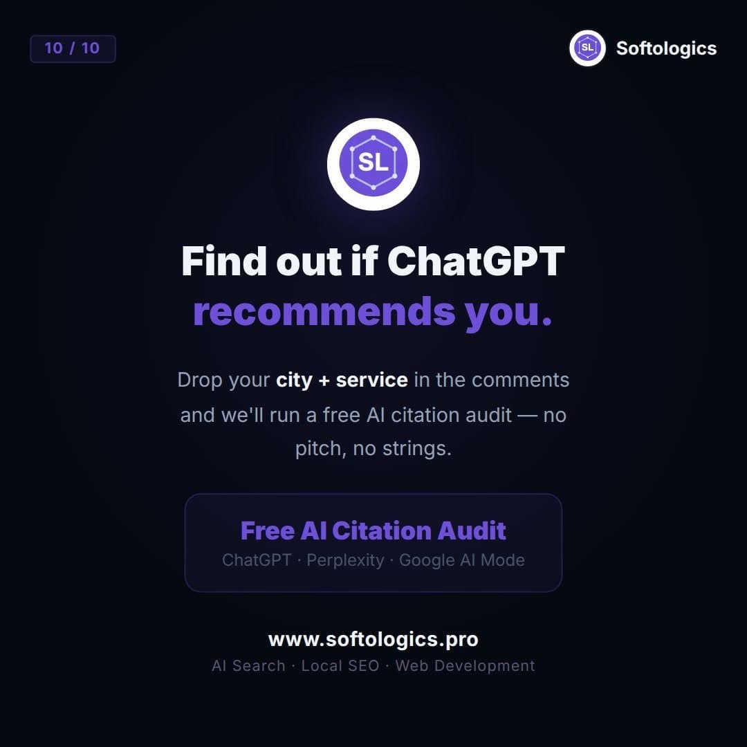 Find out if ChatGPT recommends you — Softologics Facebook post